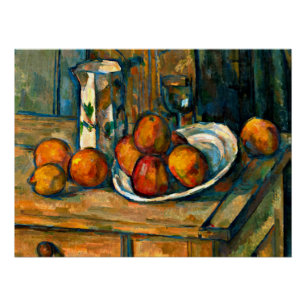Cezanne - Stillleben mit Milchsaft und Obst Poster
