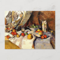 Cezanne - Stillleben Post, Flasche, Cup und Obst