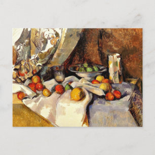 Cezanne - Stillleben Post, Flasche, Cup und Obst Postkarte