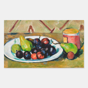 Cezanne - Tafel mit Obst und Gemüse Rechteckiger Aufkleber