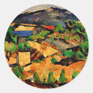 Cezanne - Vom Estaque-Platz aus gesehen Runder Aufkleber