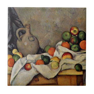Cezanne - Vorhang, Jug und Obst Fliese
