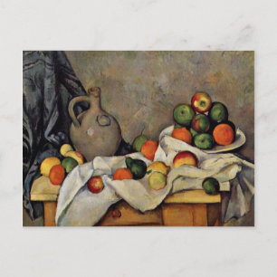 Cezanne - Vorhang, Jug und Obst Postkarte