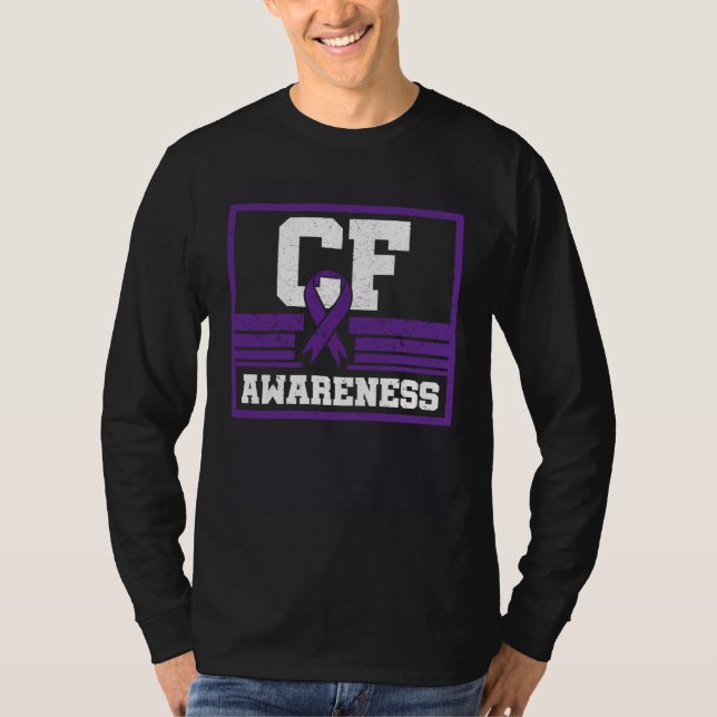 CF Awareness Cystic Fibrosis Purple Ribbon Mucovis T-Shirt (Vorderseite)