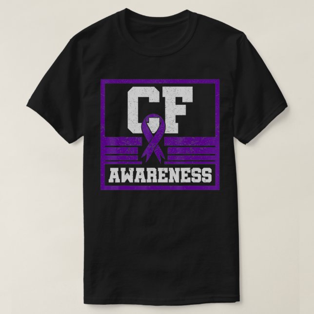 CF Awareness Cystic Fibrosis Purple Ribbon Mucovis T-Shirt (Design vorne)