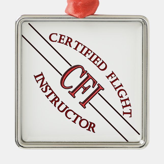 CFI LOGO RED CERTIFIFIFIFIED FLIGHT INSTRUCTOR SILBERNES ORNAMENT (Vorne)
