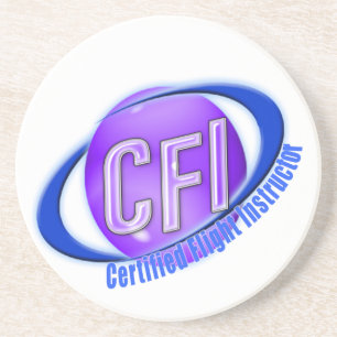 CFI ORB SWOOSH LOGO ZERTIFIZIERTER FLUGZEUG SANDSTEIN UNTERSETZER