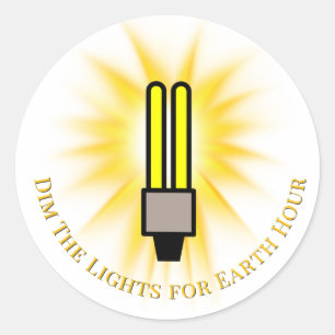 CFL-Glühbirne - Licht dimmen Earth Hour Runder Aufkleber