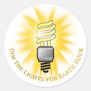 CFL-Glühbirne - Licht dimmen Earth Hour Runder Aufkleber