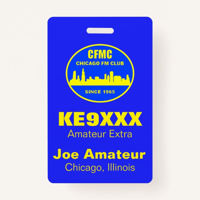 CFMC Vertical Call Sign & Name Abzeichen Ausweis (Vorderseite)