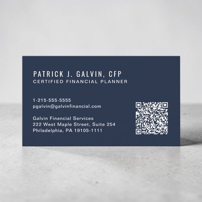 CFP Certified Financial Planner QR-Code Blau Visitenkarte (CFP Certified Financial Planner QR Code Blue Business Card)
