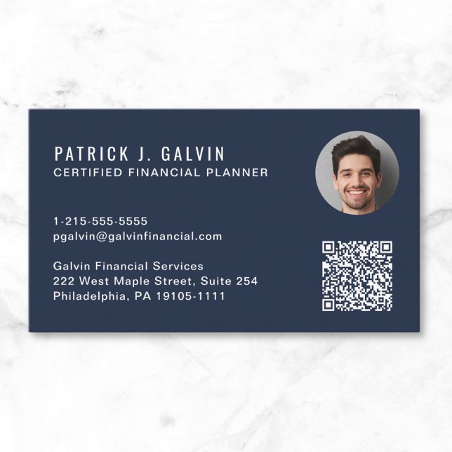 CFP Certified Financial Planner QR-Code-Foto Visitenkarte (CFP Certified Financial Planner QR Code Photo Business Card)