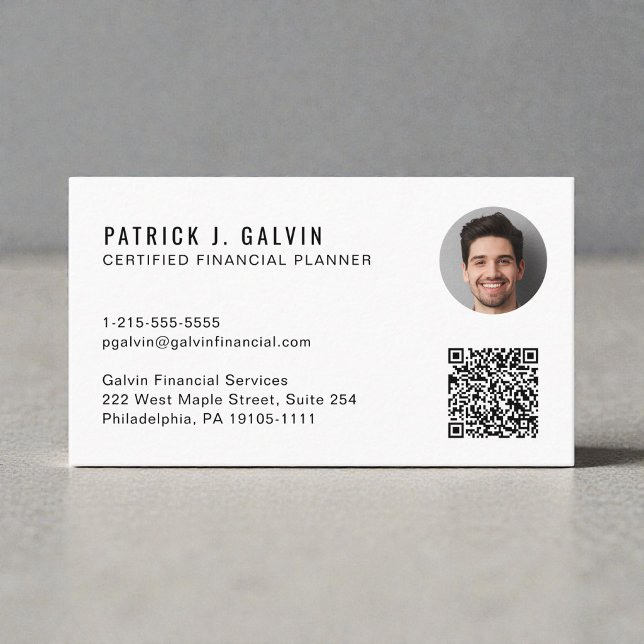 CFP Certified Financial Planner QR-Code-Foto Visitenkarte (CFP Certified Financial Planner QR Code Photo Business Card)