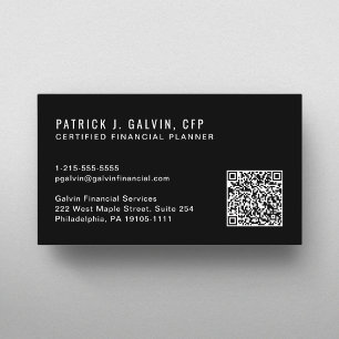 CFP Certified Financial Planner QR-Code Schwarz Visitenkarte