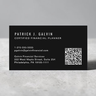 CFP Certified Financial Planner QR Code Schwarz Visitenkarte