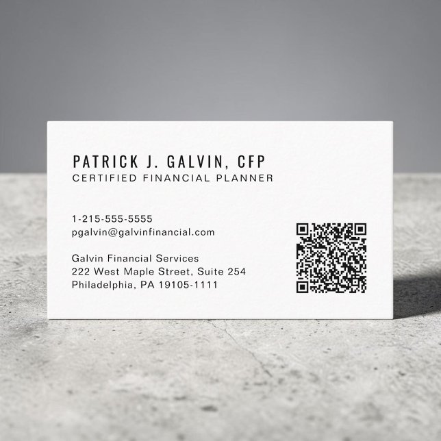 CFP Certified Financial Planner QR Code Visitenkarte (CFP Certified Financial Planner QR Code Business Card)