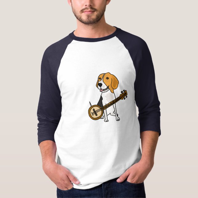 CG, Beagle-Welpen-Hund, der das Banjo-Shirt spielt T-Shirt (Vorderseite)