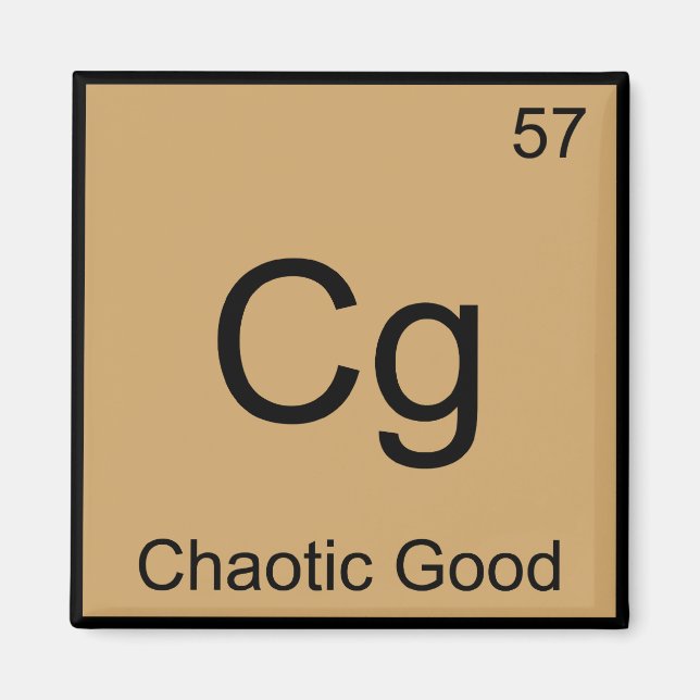 Cg - Chaotic Good Funny Chemistry Element Symbol T Magnet (Vorne)