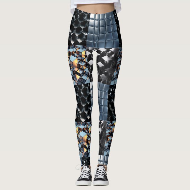 CGI Metallic Cube Grid with Reflektive Golden Ligh Leggings (Vorderseite)