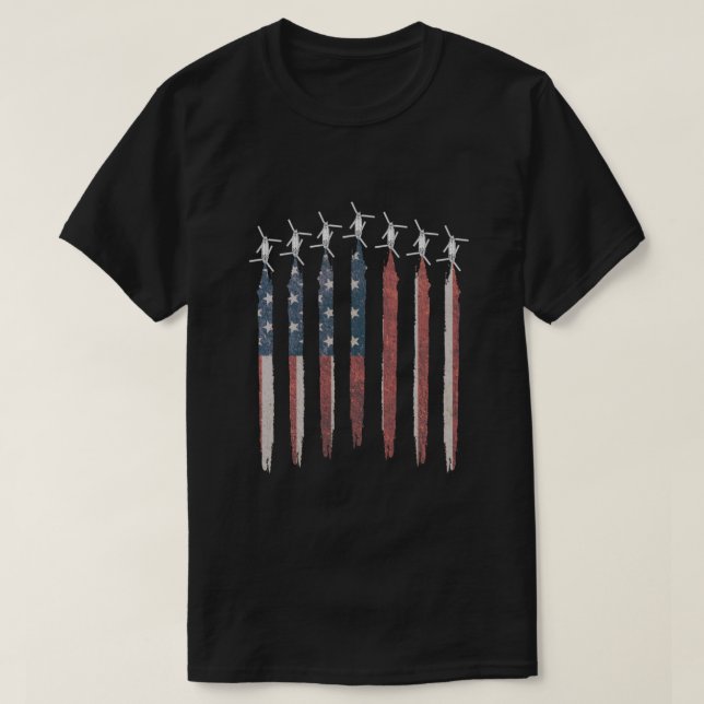 CH47 Chinook Helicopter American Flag Chinook Squa T-Shirt (Design vorne)