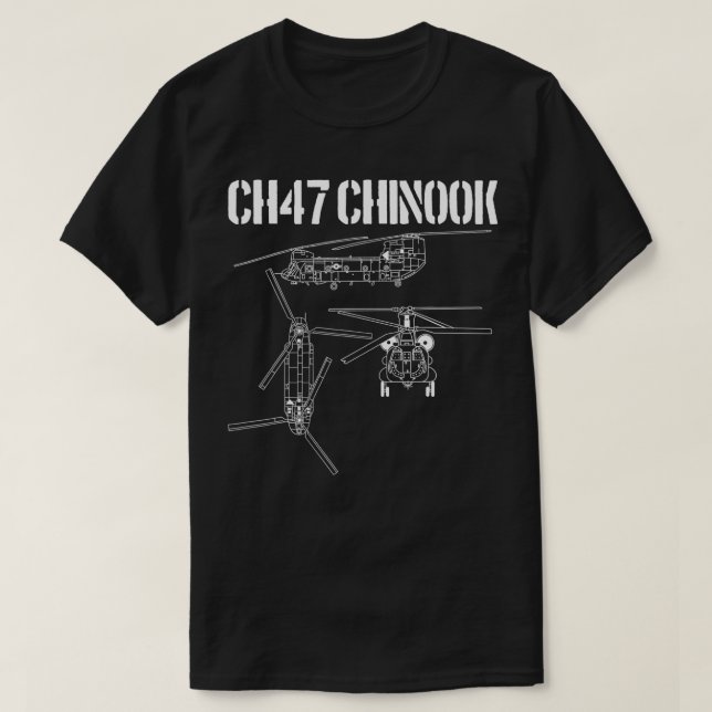 CH47 Chinook schematischer Militärhubschrauber CH- T-Shirt (Design vorne)
