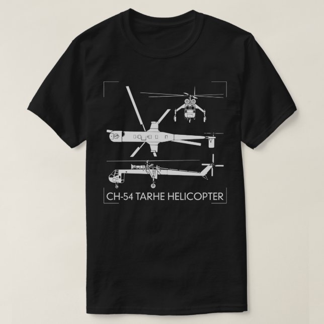 CH54 Tarhe Helicopter Skycrane Cutout Silhouette T-Shirt (Design vorne)