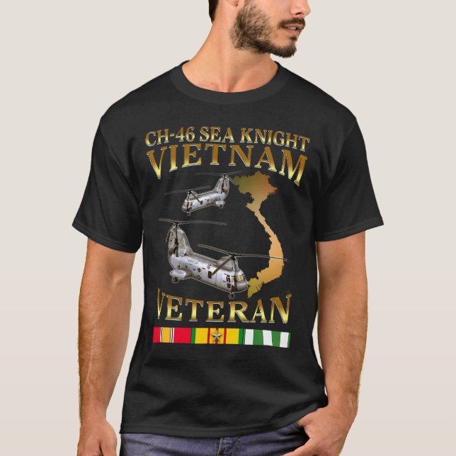 Ch-46 Sea Knight Helicopter Vietnam War Veteran T-Shirt (Vorderseite)