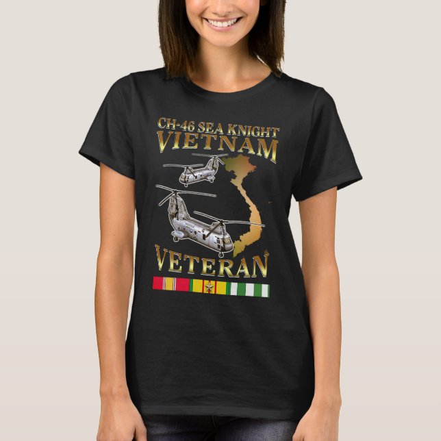 Ch 46 Seemann Hubschrauber Vietnam Krieg Veteran T-Shirt (Vorderseite)