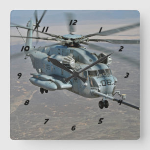 CH-53E auf Brennstoffaufnahme-Auftrag-Uhr Quadratische Wanduhr