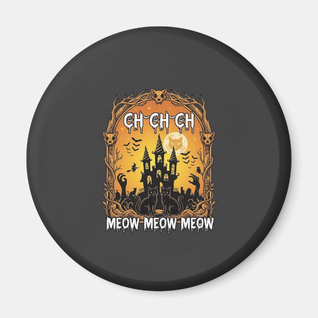 Ch Meow Halloween Spukschloss_1 Magnet (Vorne)