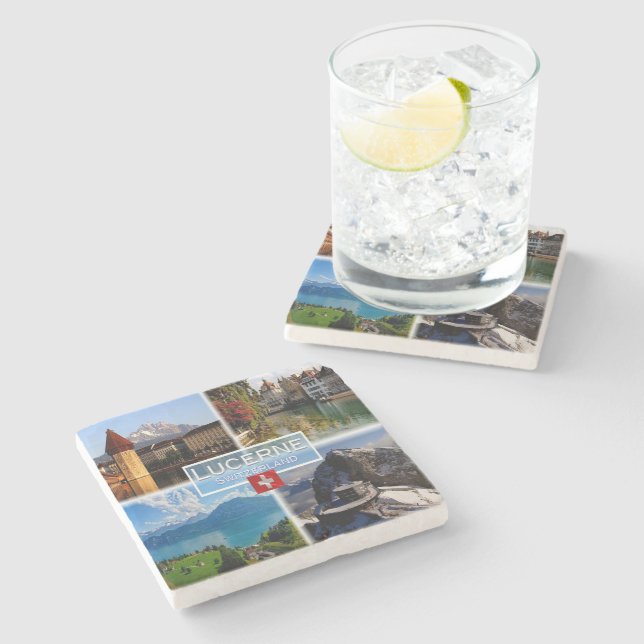 CH Schweiz - Luzern - Kapellbrücke - Altstadt Steinuntersetzer (Seitenansicht)