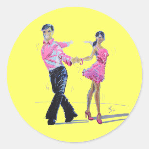 Cha Cha Cha Ballroom Dancing Runder Aufkleber