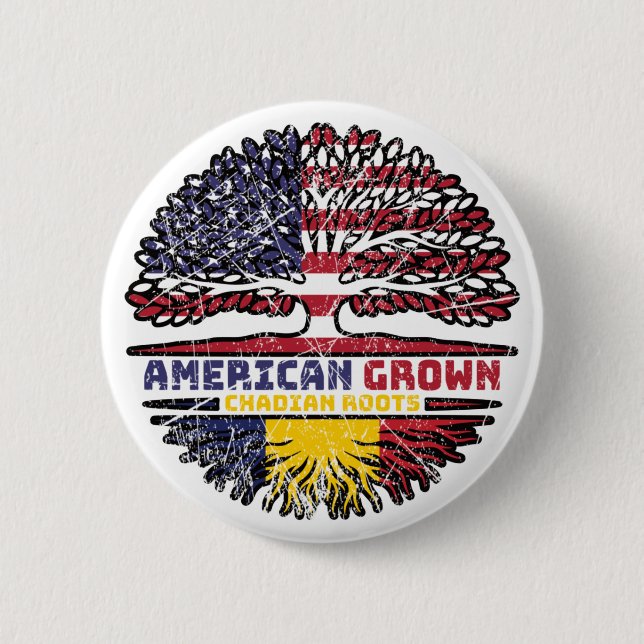 Chad Chadian American USA Tree Roots Flag Button (Vorderseite)