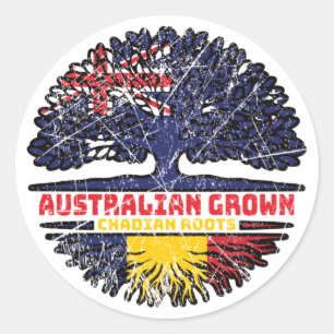 Chad Chadian Australian Australia Tree Roots Flag Runder Aufkleber