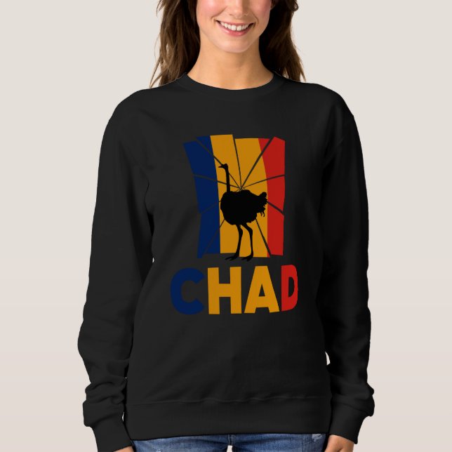 Chad Chadian Chad Flag Ostrich Animal Silhouette Sweatshirt (Vorderseite)