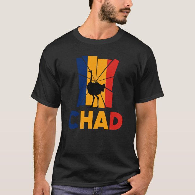 Chad Chadian Chad Flag Ostrich Animal Silhouette T-Shirt (Vorderseite)