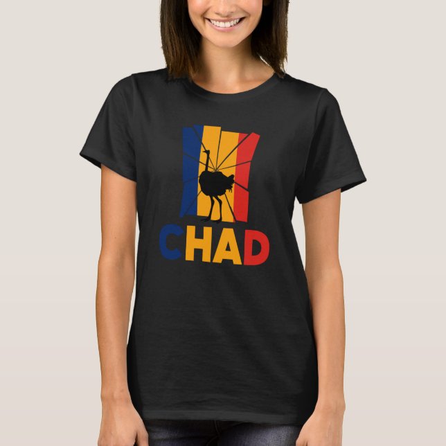 Chad Chadian Chad Flag Ostrich Animal Silhouette T-Shirt (Vorderseite)