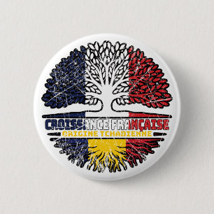 Chad Chadian Französisch-Tree-Roots-Flag Button