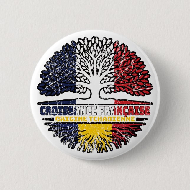 Chad Chadian Französisch-Tree-Roots-Flag Button (Vorderseite)
