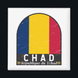 Chad Flag Emblem gestört Vintag Magnet<br><div class="desc">Das Emblem des Tschad,  das die Flagge und das Wappen zeigt,  ist in Not.</div>