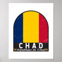 Chad Flag Emblem gestört Vintag