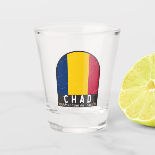 Chad Flag Emblem gestört Vintag Schnapsglas