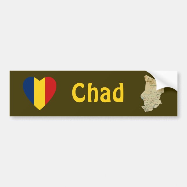 Chad Flag Herz + Karte Autoaufkleber (Vorne)