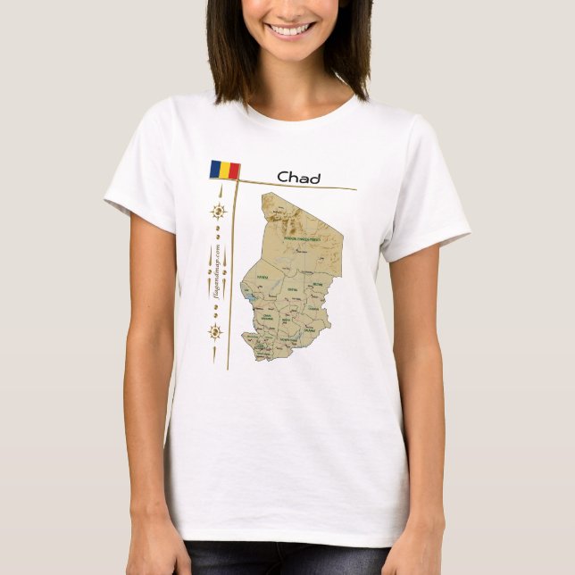 Chad Map + Flag + Titel T - Shirt (Vorderseite)