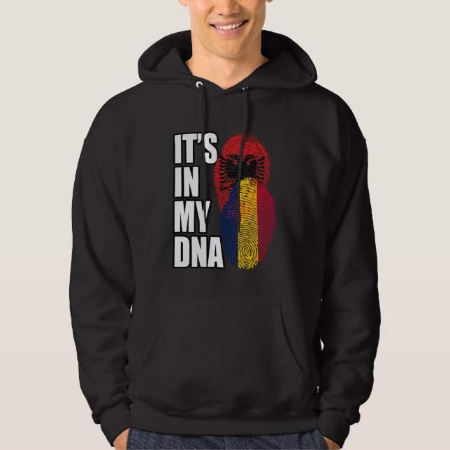 Chadian And Albanian Mix DNA Flag Heritage Hoodie (Vorderseite)