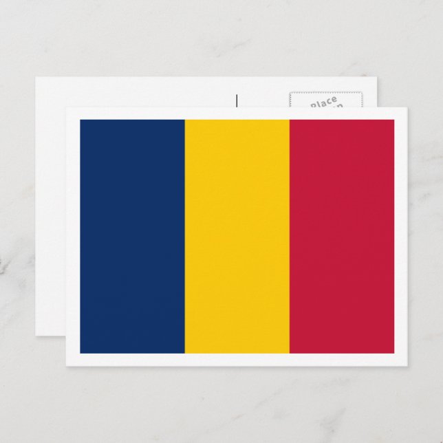 Chadian Flag, Flagge des Tschad Postkarte (Vorne/Hinten)