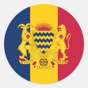 Chadian Flag & Wappen, Flagge des Tschad Runder Aufkleber