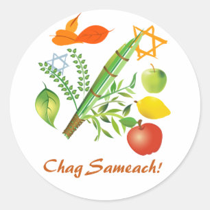 Chag Sameach Sukkot Runder Aufkleber