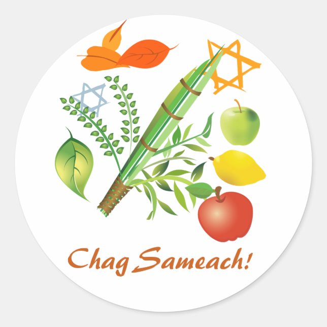 Chag Sameach Sukkot Runder Aufkleber (Vorderseite)