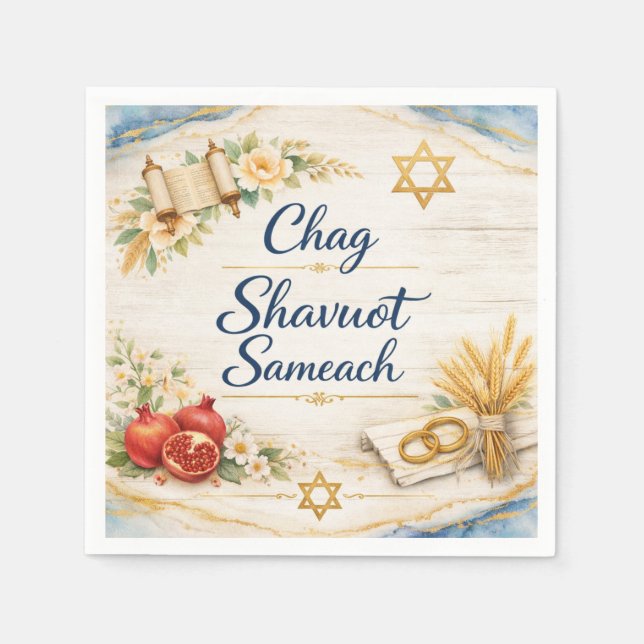 Chag Schawuot Sameach, Frohes Schawuot  Serviette (Vorderseite)